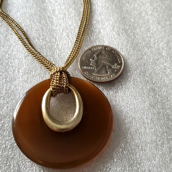 Lia Sophia Jewelry - Lia Sophia Necklace Antique Gold chain with Brown Resin pendent